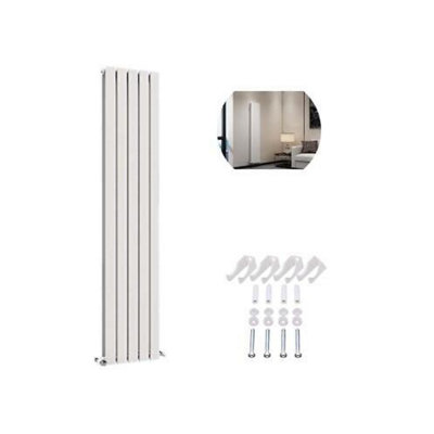 Ibathuk Belgravia Vertical Double Slim Flat Panel Radiator White 1800mm X 380mm-White from B&Q