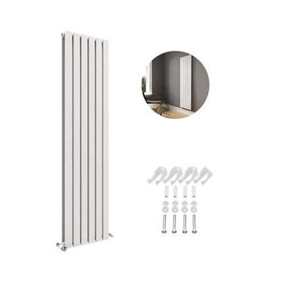 Ibathuk Belgravia Vertical Double Slim Flat Panel Radiator White 1800mm X 456mm -White from B&Q