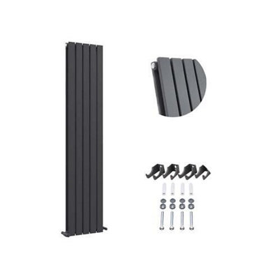 Ibathuk Belgravia Vertical Double Slim Flat Panel Radiator Anthracite 1800mm X 380mm-Grey from B&Q