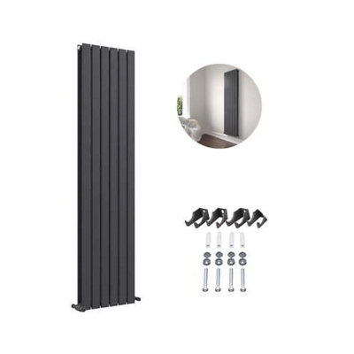 Ibathuk Belgravia Vertical Double Slim Flat Panel Radiator Anthracite 1800mm X 456mm -Grey from B&Q