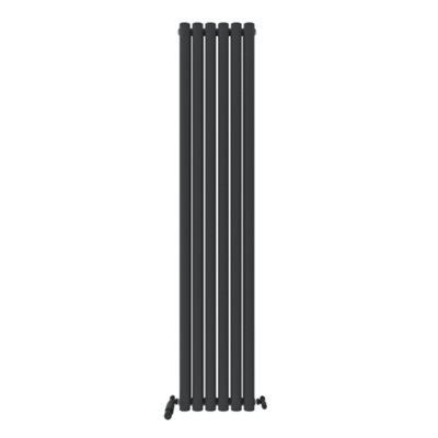 B&Q -  Princia Vertical Double Oval Panel Radiator Anthracite 1800 X 360mm-Grey