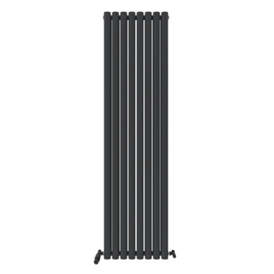 Ibathuk Princia Vertical Double Oval Panel Radiator 1800 X 480Mm (Rdg140)- Anthracite/Grey