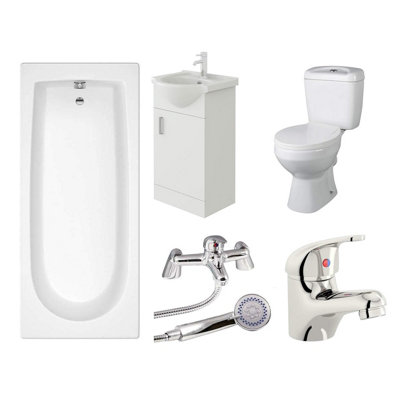 Veebath Rosina 1500mm Modern Curve Single Ended Bath Bathroom Suite from B&Q