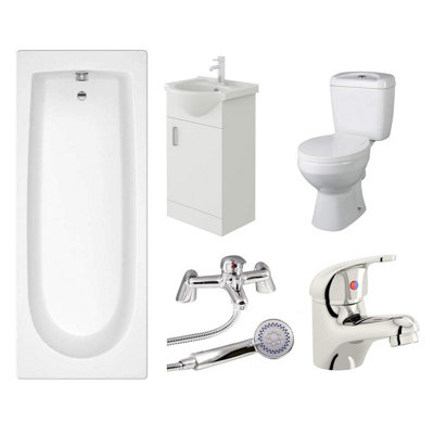 Veebath Rosina 1600mm Modern Curve Single Ended Bath Bathroom Suite from B&Q
