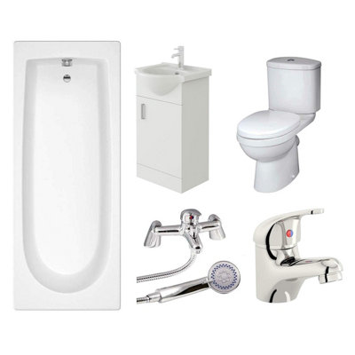 Veebath Rosina 1600mm BathVanity Unit & Toilet Bathroom Suite from B&Q