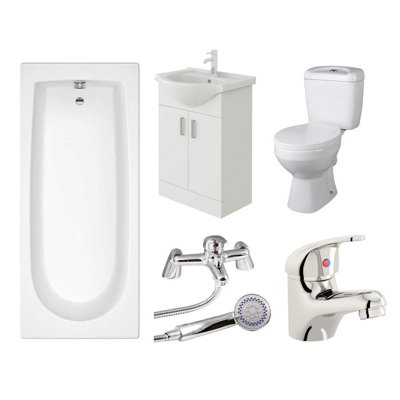 Veebath Rosina 1600mm BathVanityTap & Toilet Bathroom Suite from B&Q