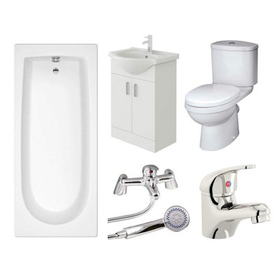 Veebath Rosina Single Ended 1500mm BathToiletTaps Bathroom Suite from B&Q