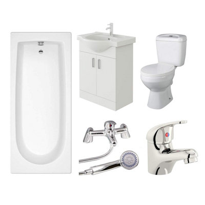 Veebath Rosina 1600mm BathWhite Vanity Unit & Taps Bathroom Suite from B&Q