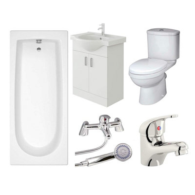 Veebath Rosina 1600mm BathWhite Vanity Unit & Taps Bathroom Suite from B&Q