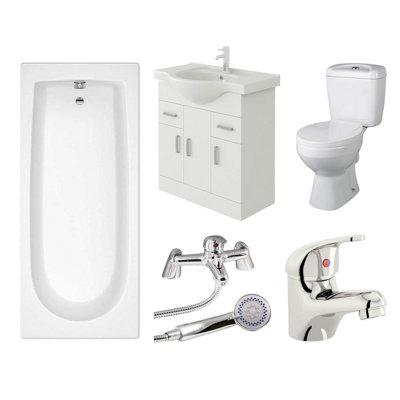 Veebath Rosina 1700mm Bath Vanity UnitToilet & Taps Bathroom Suite from B&Q