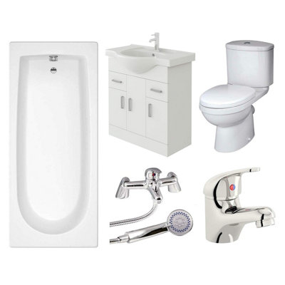 Veebath Rosina 1500mm Bath Vanity UnitToilet & Taps Bathroom Suite from B&Q