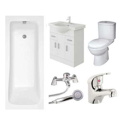 Veebath Sophia 1700mm Bath Vanity UnitToilet & Taps Bathroom Suite from B&Q