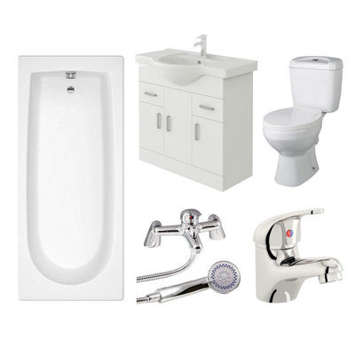 Veebath Rosina 1600mm Bath Vanity UnitToilet & Taps Bathroom Suite from B&Q