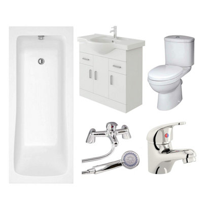 Veebath Sophia 1700mm Bath Vanity UnitToilet & Taps Bathroom Suite from B&Q