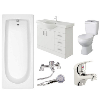 Veebath Rosina 1600mm Bath Vanity UnitToilet & Taps Bathroom Suite from B&Q