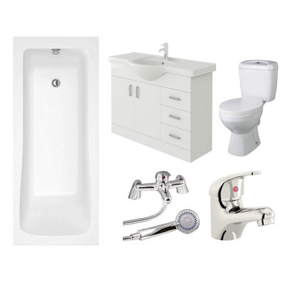 Veebath Sophia 1700mm Bath Vanity UnitToilet & Taps Bathroom Suite from B&Q