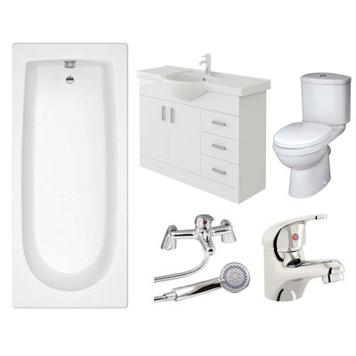 Veebath Rosina 1600mm Bath Vanity UnitToilet & Taps Bathroom Suite from B&Q