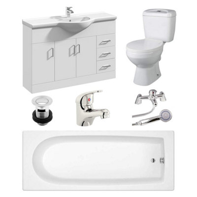 Veebath Rosina 1600mm Bath Vanity UnitToilet & Taps Bathroom Suite from B&Q
