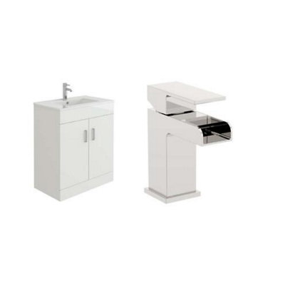 B&Q -  Sphinx 700mm Vanity Sink Unit & Waterfall Basin Mixer Tap