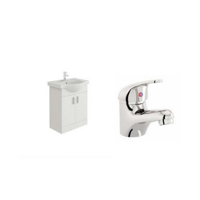 Veebath Linx 650mm Vanity Sink Cabinet Unit & Mono Basin Mixer Tap from B&Q