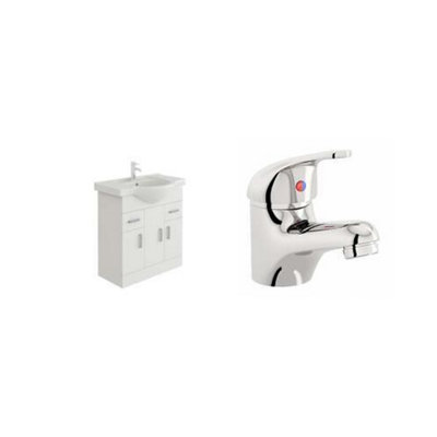 Veebath Linx 750mm Vanity Sink Cabinet Unit & Mono Basin Mixer Tap from B&Q
