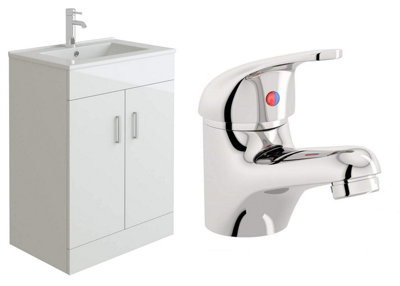 B&Q -  Sphinx 600mm Vanity Sink Cabinet Unit & Mono Basin Mixer Tap