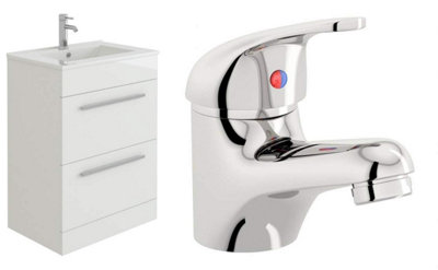 B&Q -  Sphinx 600mm Vanity Sink Cabinet Unit & Mono Basin Mixer Tap