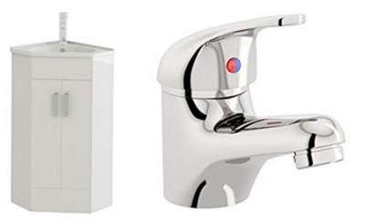 Veebath Linx Corner Vanity Sink Cabinet Unit & Mono Basin Mixer Tap from B&Q