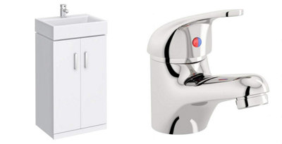 Veebath Linx 450mm Vanity Sink Cabinet Unit & Mono Basin Mixer Tap from B&Q