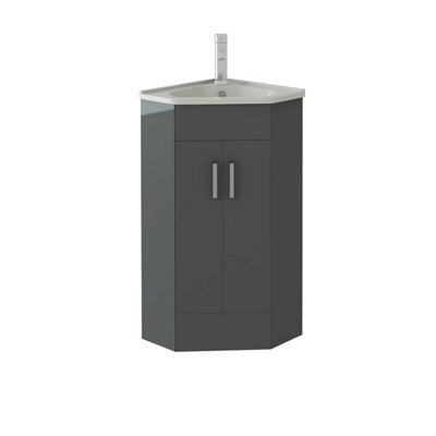 Veebath Corner 400 Unit And BasinAnthracite Gloss from B&Q