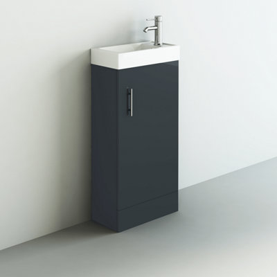 Veebath 450mm Cloakroom Unit And BasinAnthracite Gloss from B&Q