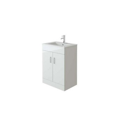 B&Q -  Sphinx  600 White Fs Unit And Slim-Edge Basin