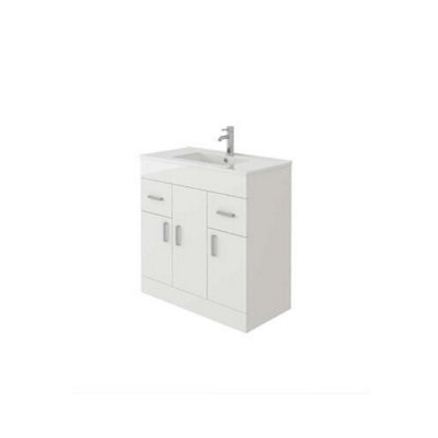 B&Q -  Sphinx  800 White Fs Unit And Slim-Edge Basin