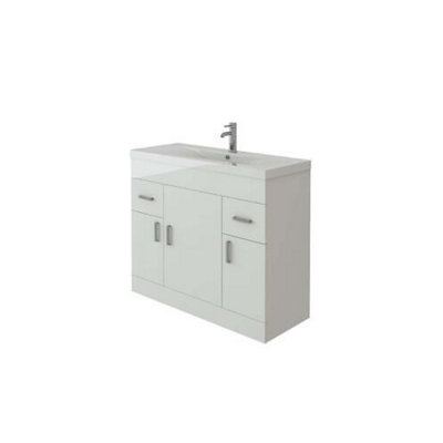 B&Q -  Sphinx  1000 White Fs Unit And Mid-Edge Basin
