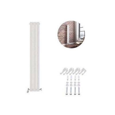 Ibathuk Belgravia Vertical Single Slim Flat Panel Radiator White 1600mm X 228mm-White from B&Q