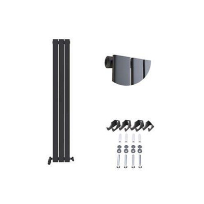 Ibathuk Belgravia Vertical Single Slim Flat Panel Radiator Anthracite 1600mm X 228mm-Grey from B&Q
