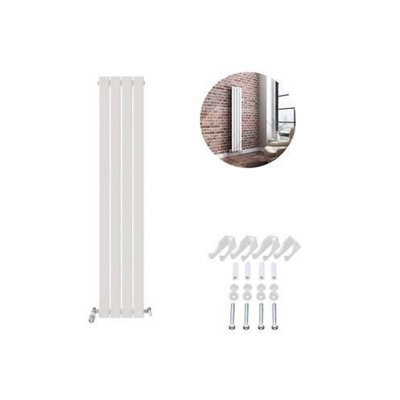 Ibathuk Belgravia Vertical Single Slim Flat Panel Radiator White 1600mm X 306mm-White from B&Q