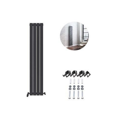 Ibathuk Belgravia Vertical Single Slim Flat Panel Radiator Anthracite 1600mm X 306mm-Grey from B&Q