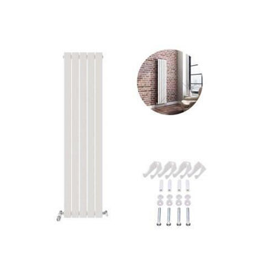 Ibathuk Belgravia Vertical Single Slim Flat Panel Radiator White 1600mm X 380mm-White from B&Q