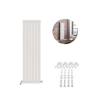 Ibathuk Belgravia Vertical Single Slim Flat Panel Radiator White 1600mm X 456mm-White from B&Q