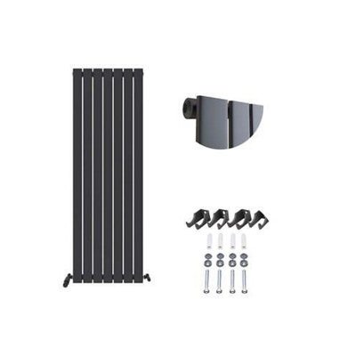 Ibathuk Belgravia Vertical Single Slim Flat Panel Radiator Anthracite 1600mm X 532mm-Grey from B&Q