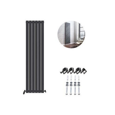 Ibathuk Belgravia Vertical Single Slim Flat Panel Radiator Anthracite 1800mm X 456mm-Grey from B&Q