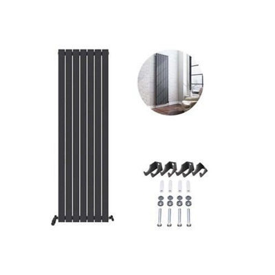 Ibathuk Belgravia Vertical Single Slim Flat Panel Radiator Anthracite 1800mm X 532mm-Grey from B&Q