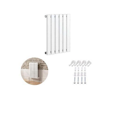 Ibathuk Belgravia Horizontal Single Slim Flat Panel Radiator White 600mm X 456mm-White from B&Q