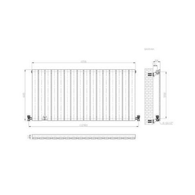 Ibathuk Belgravia Horizontal Single Slim Flat Panel Radiator White 600mm X 1216mm-White from B&Q