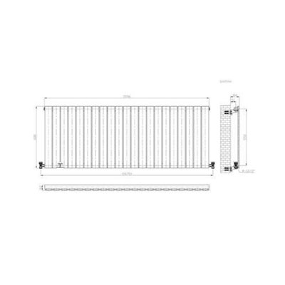 Ibathuk Belgravia Horizontal Single Slim Flat Panel Radiator White 600mm X 1596mm-White from B&Q