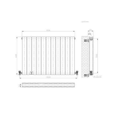 Ibathuk Belgravia Horizontal Double Slim Flat Panel Radiator Anthracite 600mm X 836mm-Grey from B&Q