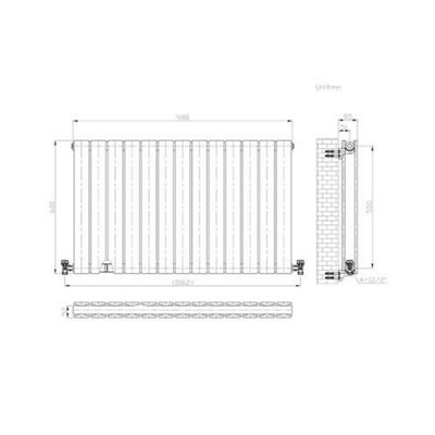 Ibathuk Belgravia Horizontal Double Slim Flat Panel Radiator Anthracite 600mm X 988mm -Grey from B&Q