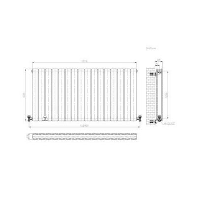 Ibathuk Belgravia Horizontal Double Slim Flat Panel Radiator Anthracite 600mm X 1216mm-Grey from B&Q