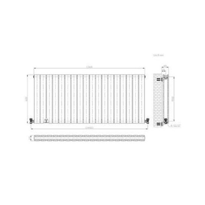 Ibathuk Belgravia Horizontal Double Slim Flat Panel Radiator Anthracite 600mm X 1368mm-Grey from B&Q